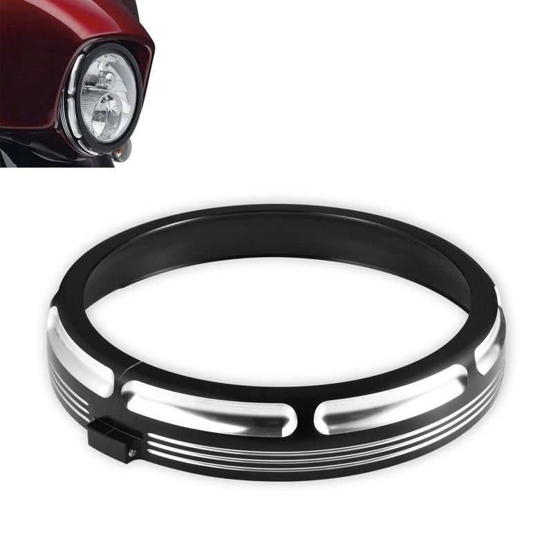 AQIMY Motorcycle 7" Burst Headlight Headlamp Trim Ring For Harley Touring Street Glide Road King Electra Glide 2006-2018 - Image 1
